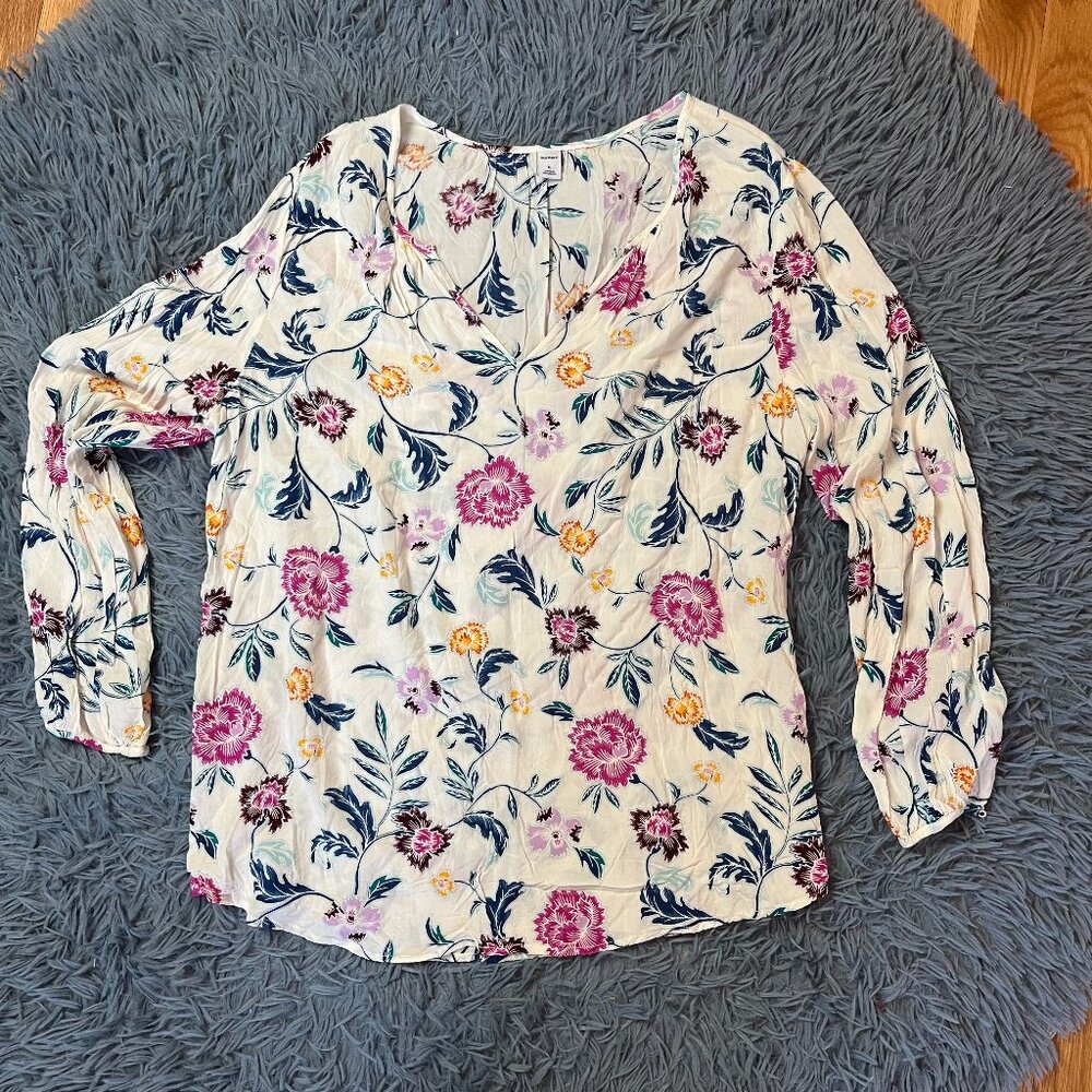 Old Navy Floral Print Popover Blouse Size XL